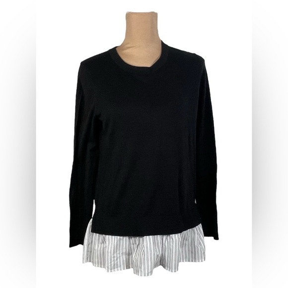 Kate spade Mixed Media‎ Stripe Hem Cotton Silk Sweater Black Size Medium - Picture 4 of 10